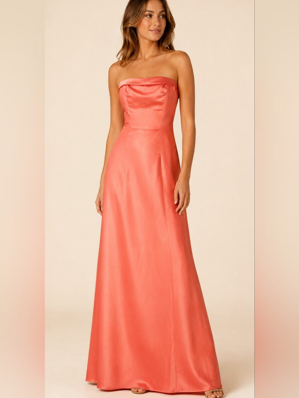 Beautiful strapless coral prom drees with wrap